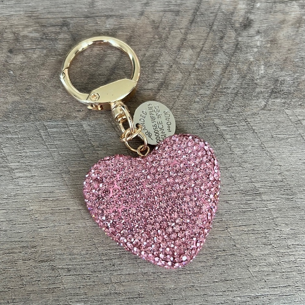 NWOT pink crystal bling heart keychain